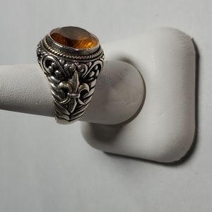 Sterling brown/orange stone ring. By R &G
